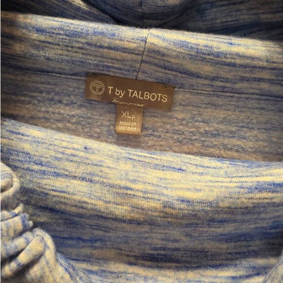 T by Talbots Women's XL Petite Soft Lightweight Hoodie Marled Blue EUC - Picture 4 of 5